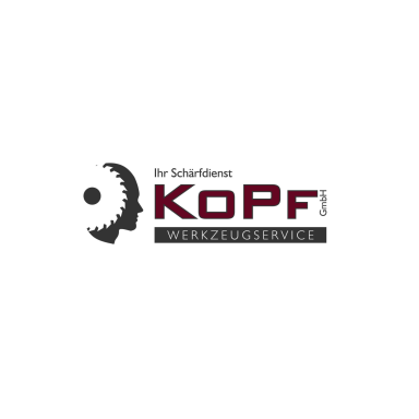 Logo von Kopf GmbH, Schärfdienst mit Grafikelement eines Kopfes und einer Kreissäge.